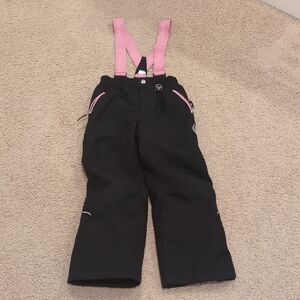 Kids Black Snow Pants with Pink Straps Size 7/8